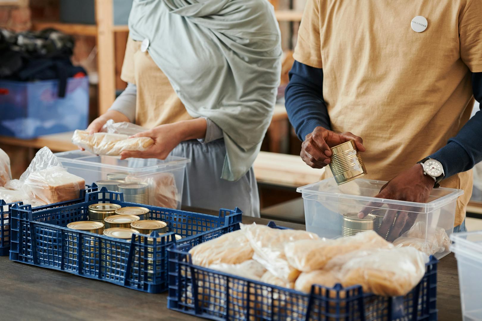 CRN volunteers preparing donations at a community event